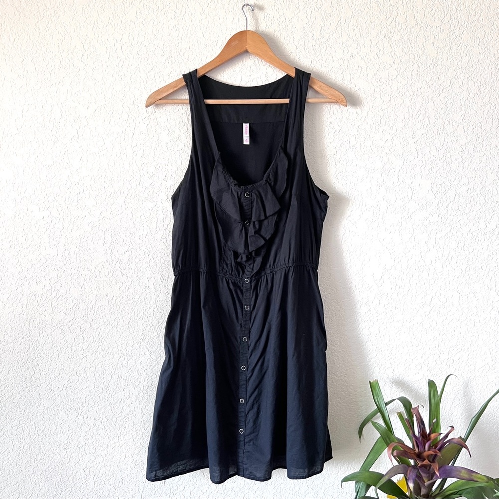 Y2K Xhilaration Black Sleeveless Ruffle Dress Size XL 100% Cotton
